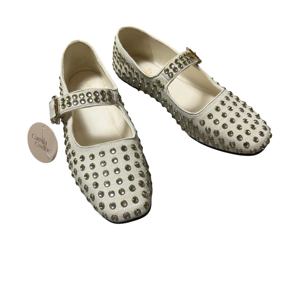 Camila Coelho Princess Rhinestone Mary Jane Flats